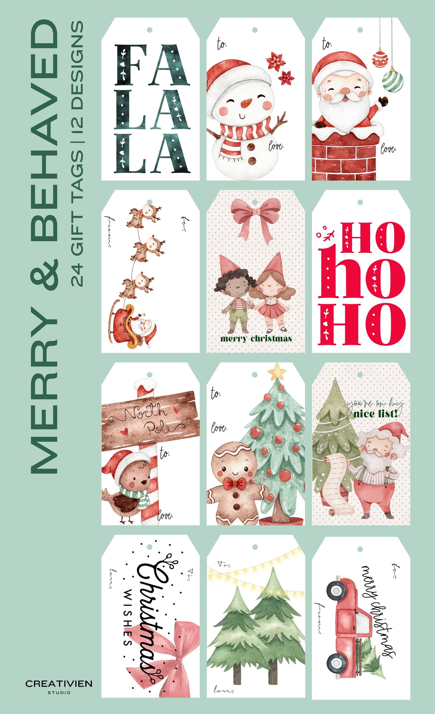 “Merry and Behaved” Box of Gift Tags