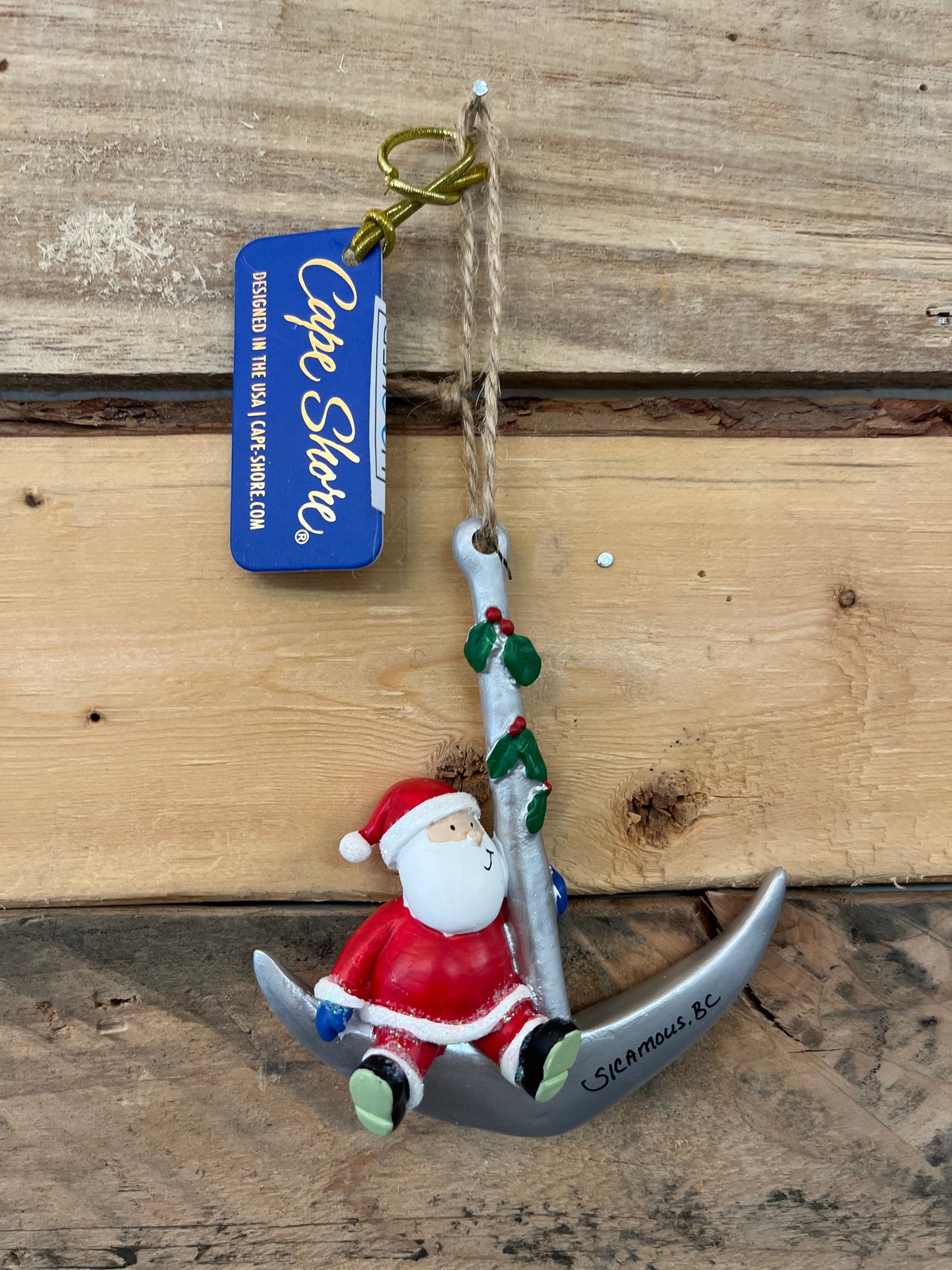 Santa on Anchor Ornament