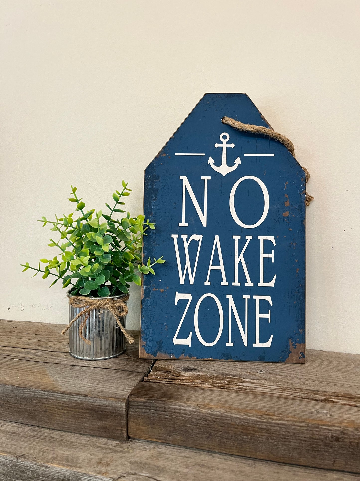 “No Wake Zone” Wooden Hanging Sign