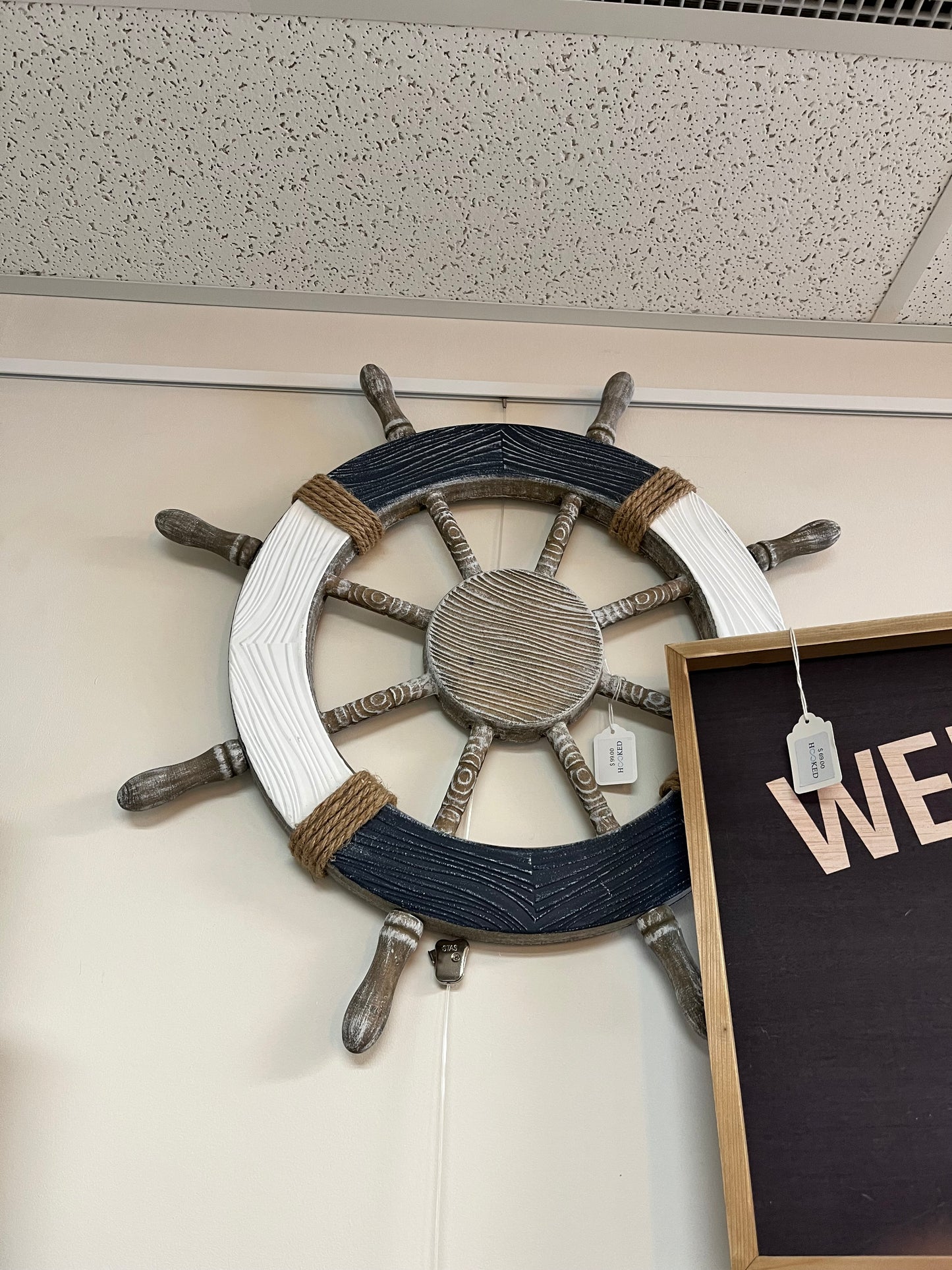 Wooden Hanging Ship Wheel