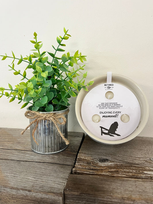 “Relaxed Renewed Retired” Unique Wax Reveal Candle
