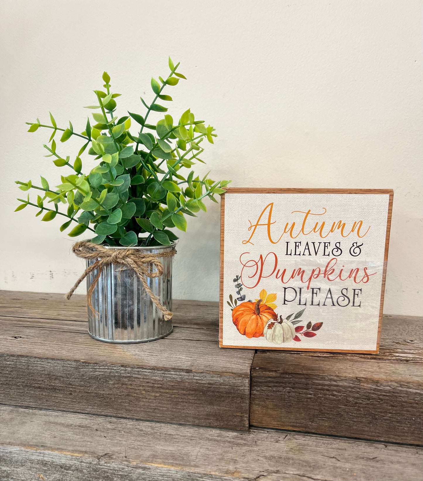 Autumn Leaves & Pumpkins Block Sign