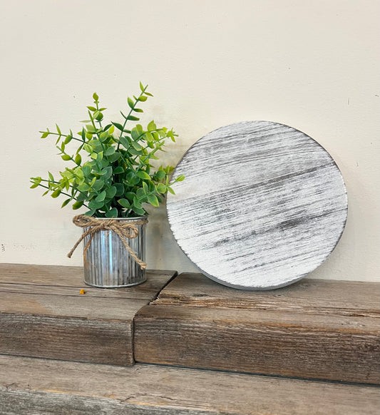 Wooden Whitewash Round Tray