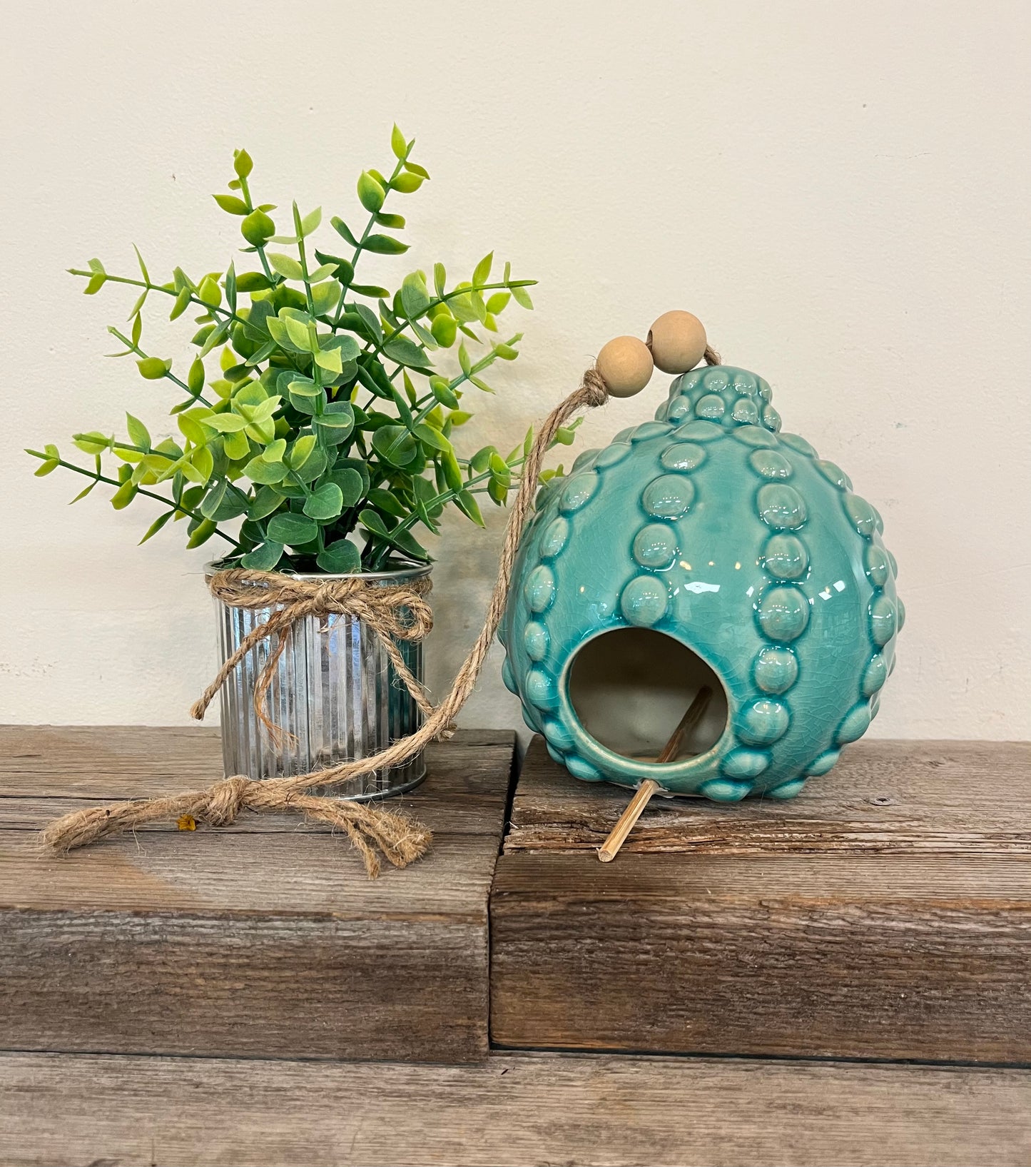 Ceramic Birdhouse (Teal)
