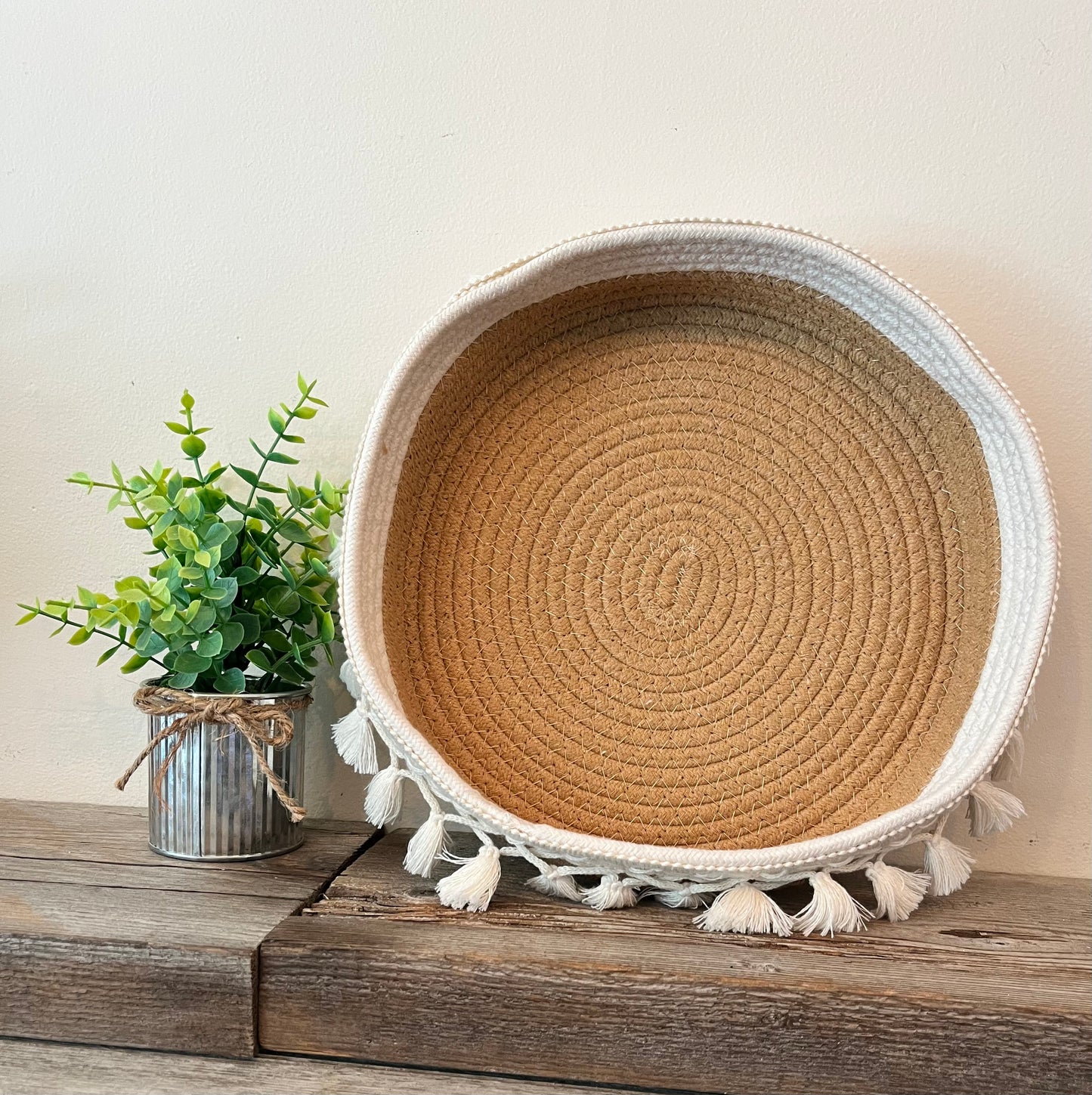 Weaved Basket with Tassels