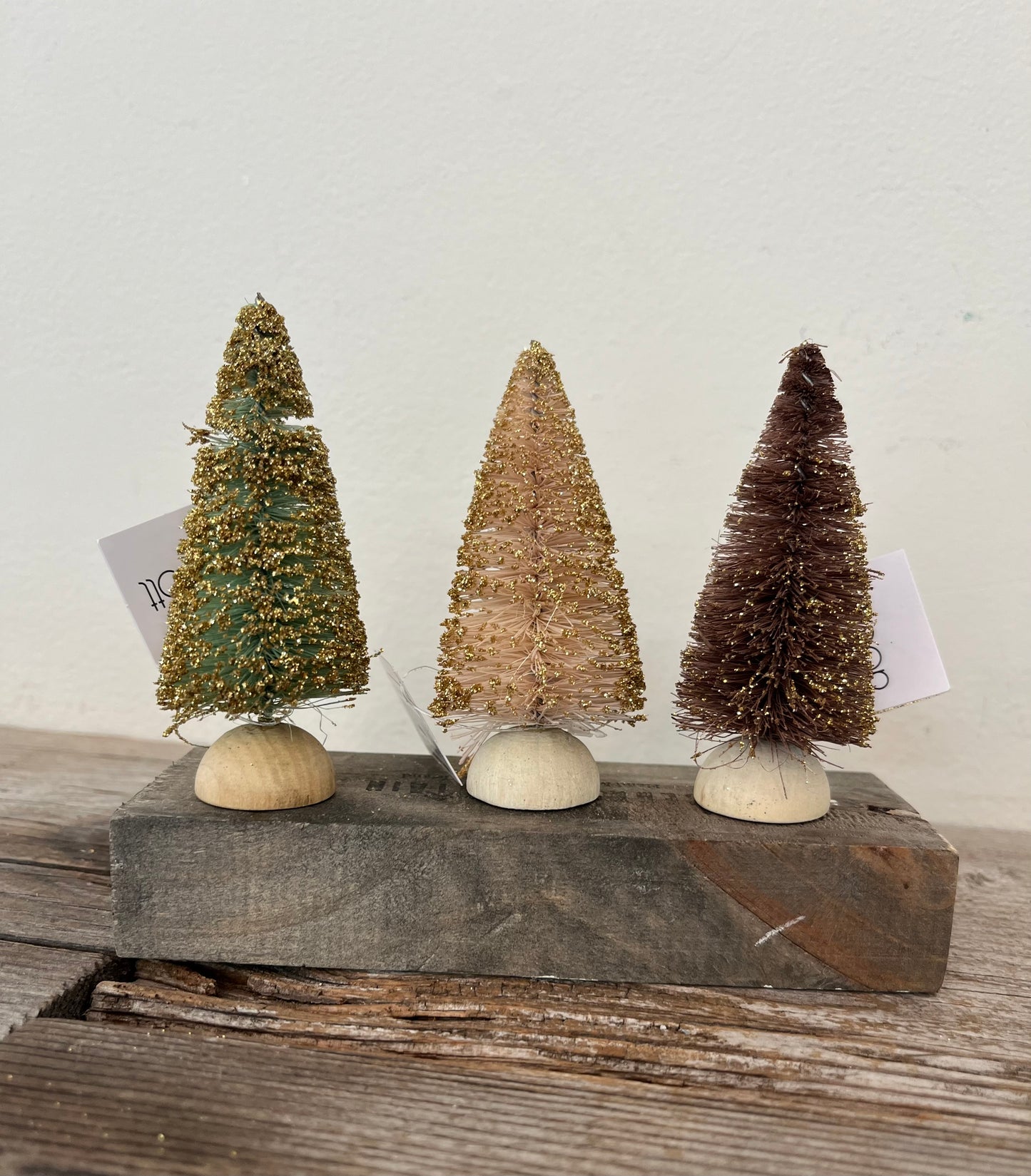Mini Brush Trees with Glitter