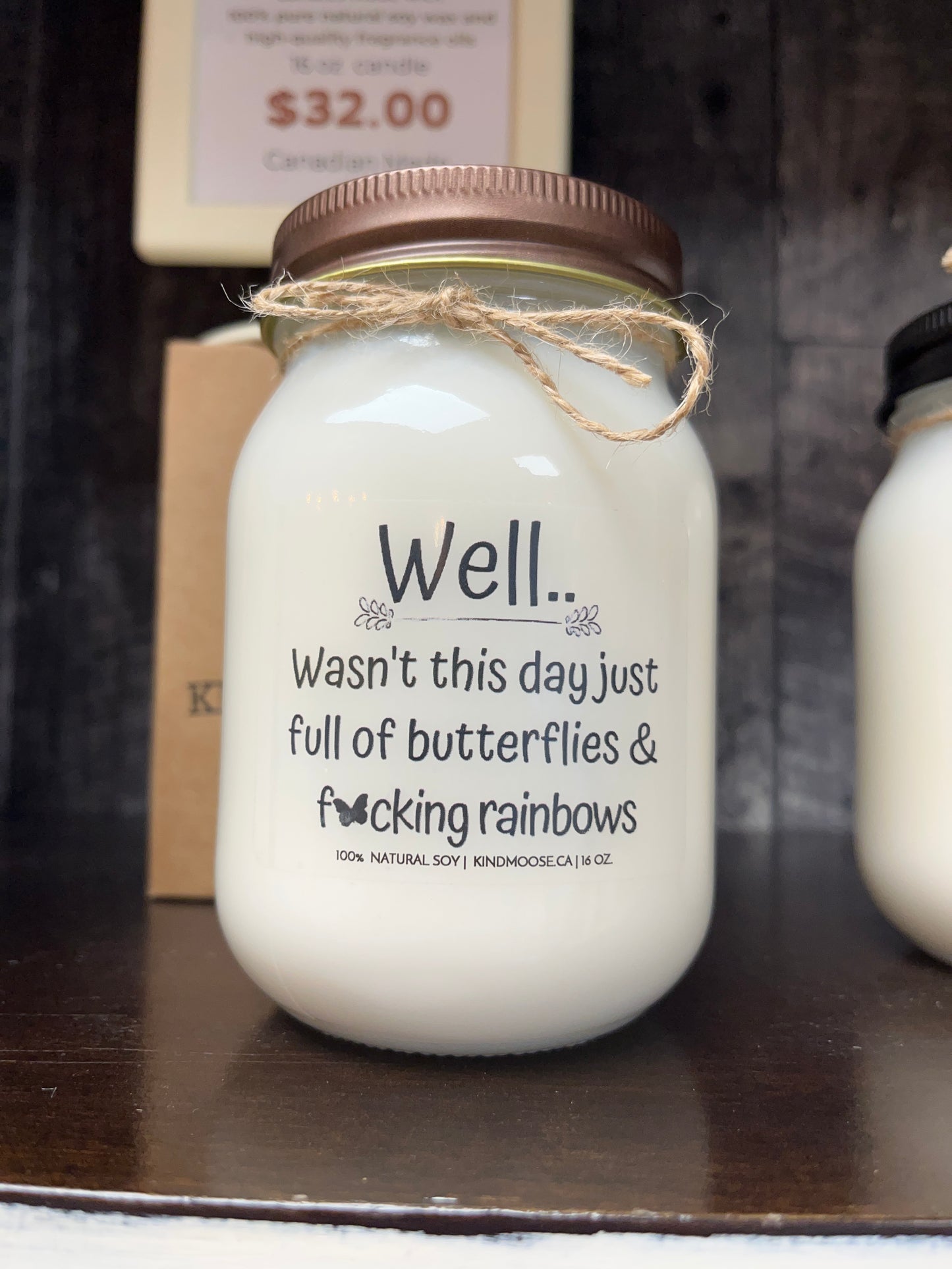 "Well wasn’t this day just full of butterflies” KindMoose 100% Natural Soy Candle