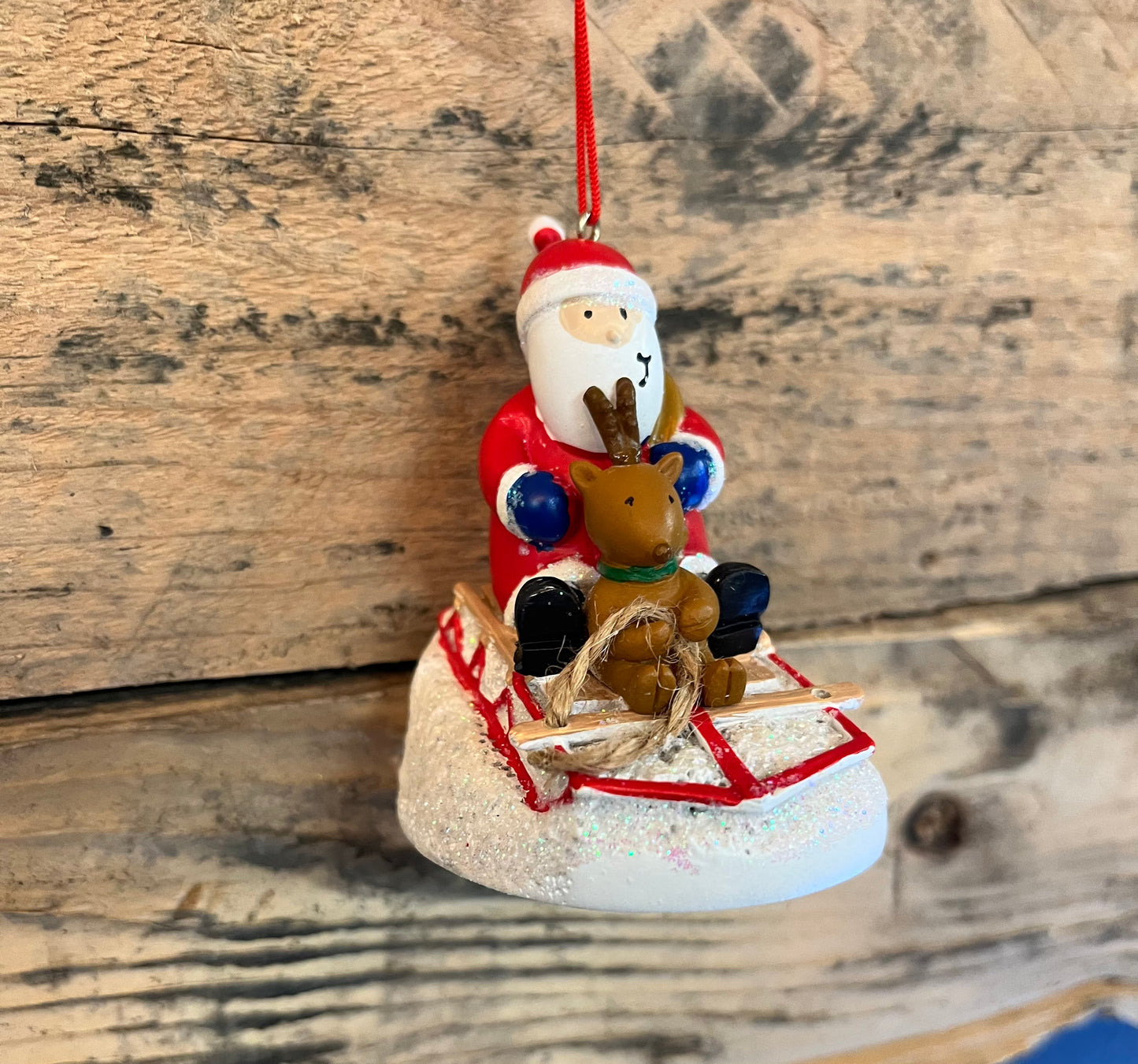 “Santa & Reindeer” Sleigh Christmas Ornament