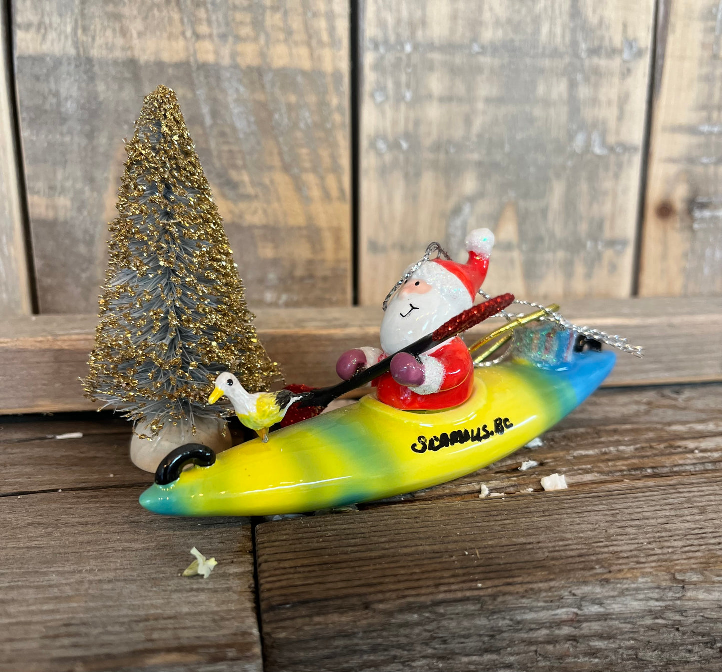 “Santa Kayaking” (Multicoloured) Christmas Ornament