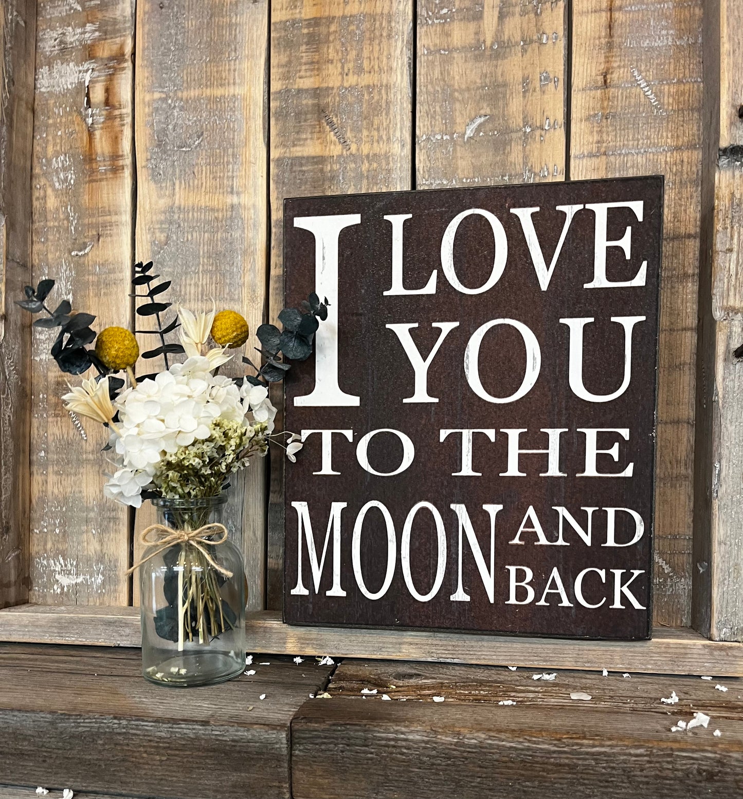 “I Love You to moon and back” Block Sign