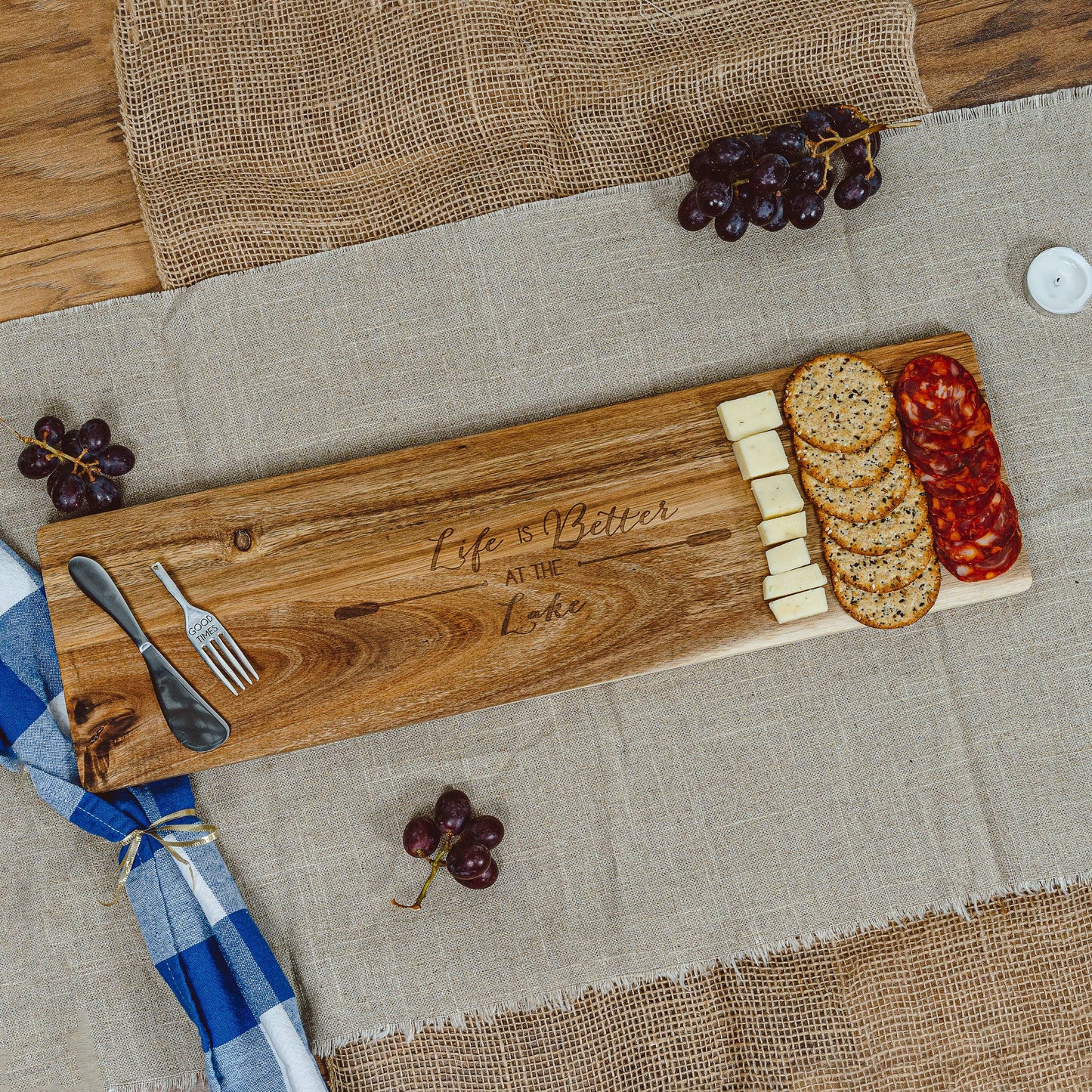 "Lake”-21" Acacia Cheese/Bread Board Set