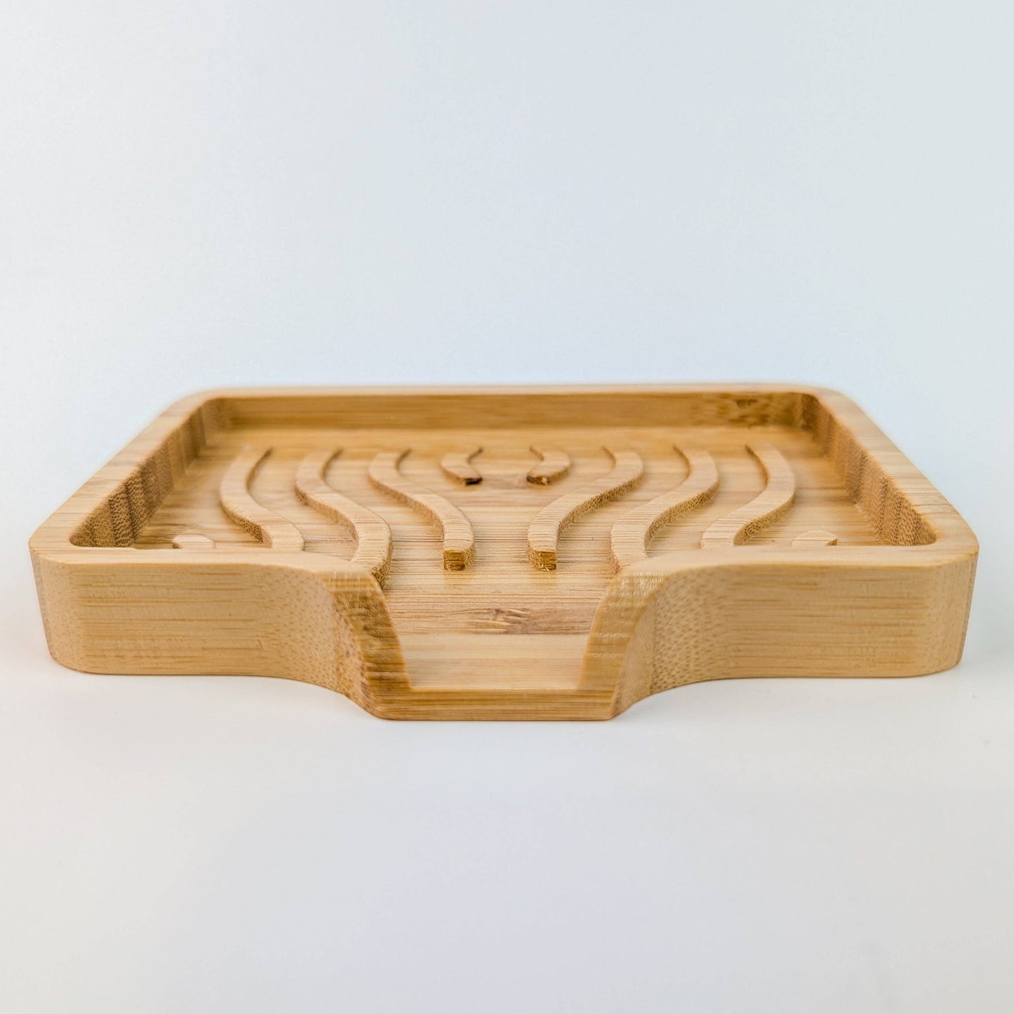 Bamboo Soap Dish with Wavy Drainage – Eco-Friendly