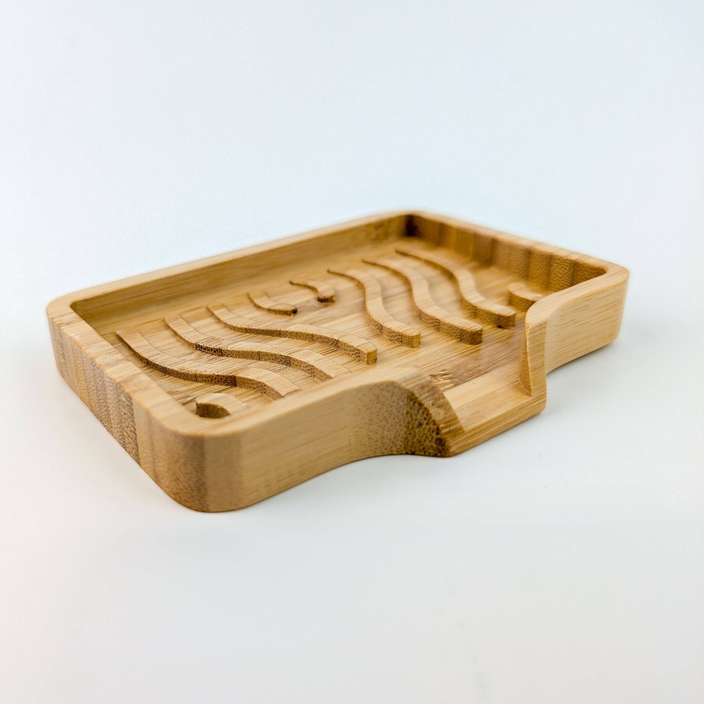 Bamboo Soap Dish with Wavy Drainage – Eco-Friendly