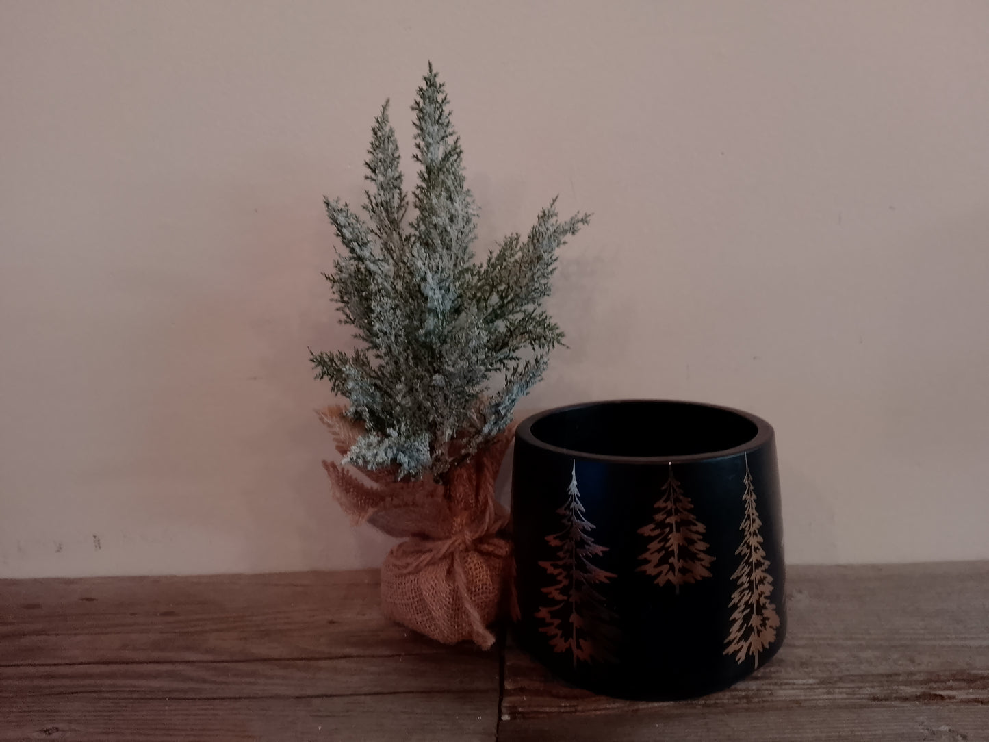 Planter Black/Gold/Trees