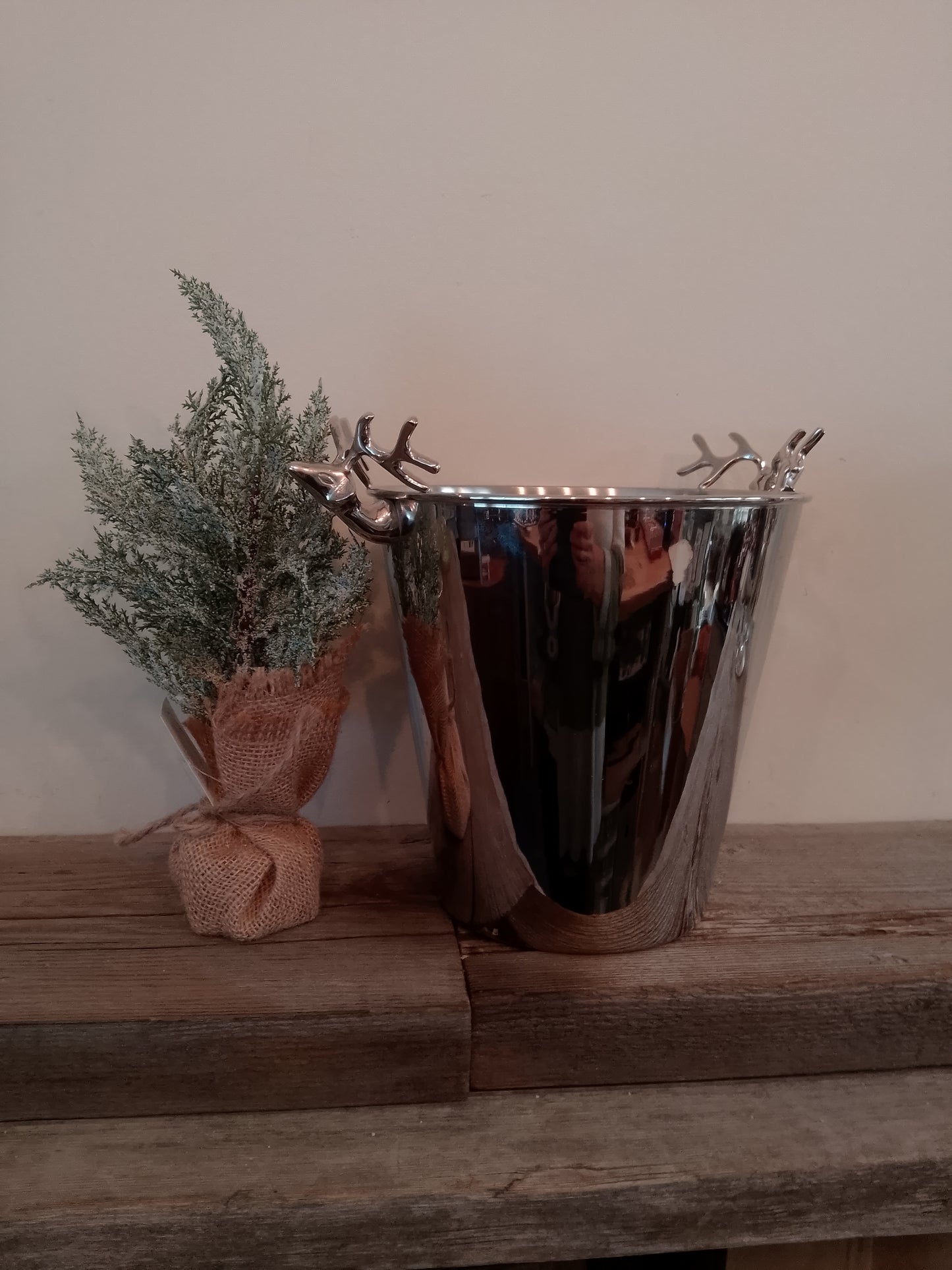 Metal Ice Bucket with Deer