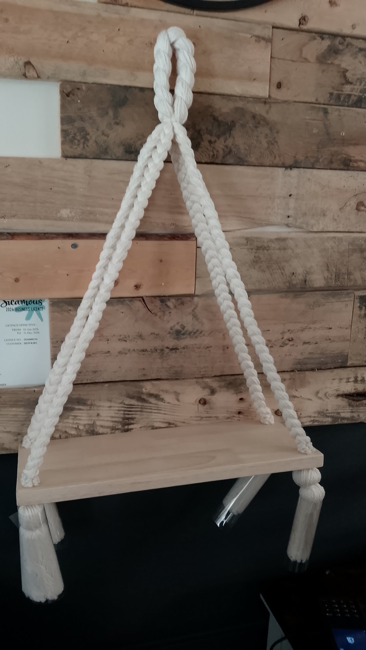 Large macrame hanging shelf