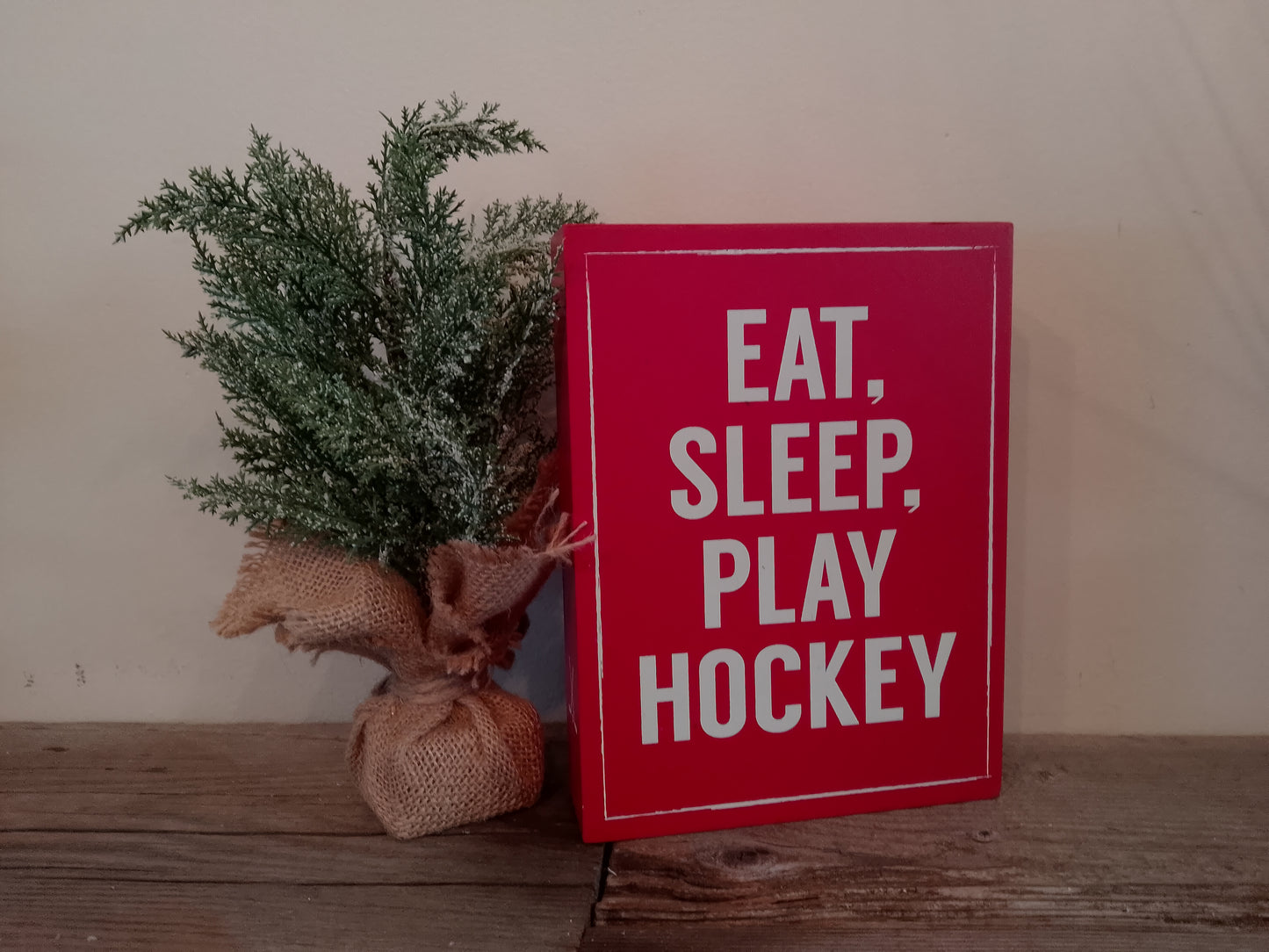 "Eat.Sleep.Play Hockey" Red Sign