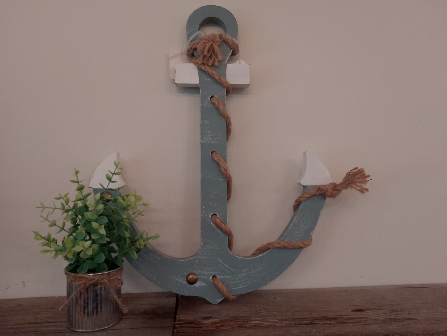 Decorative Wooden Anchor with Rope