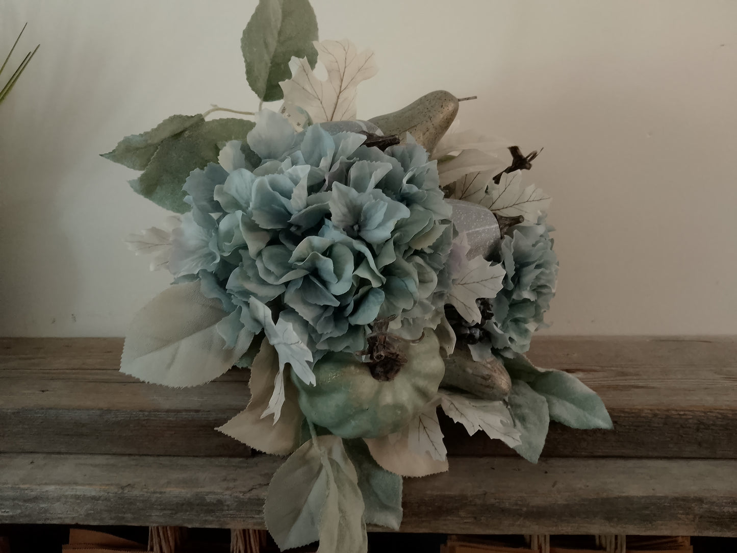 Pumpkin Flower Arrangement in Ceramic Vase