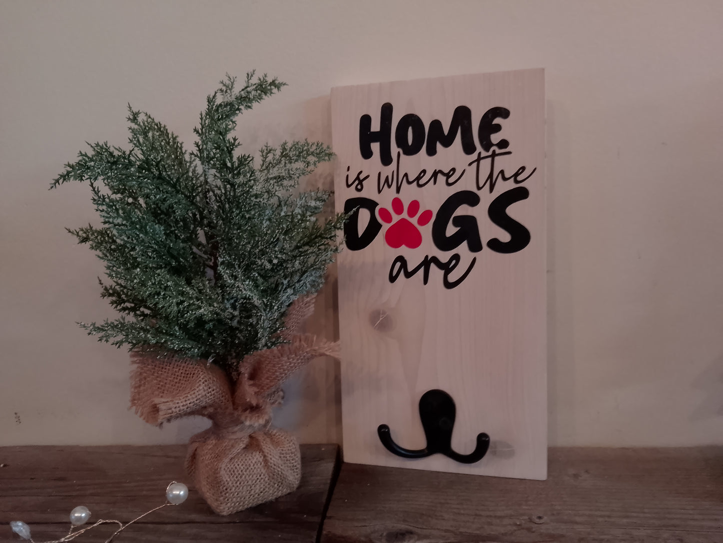“Home is where the Dogs Are” Wood Sign with Hook