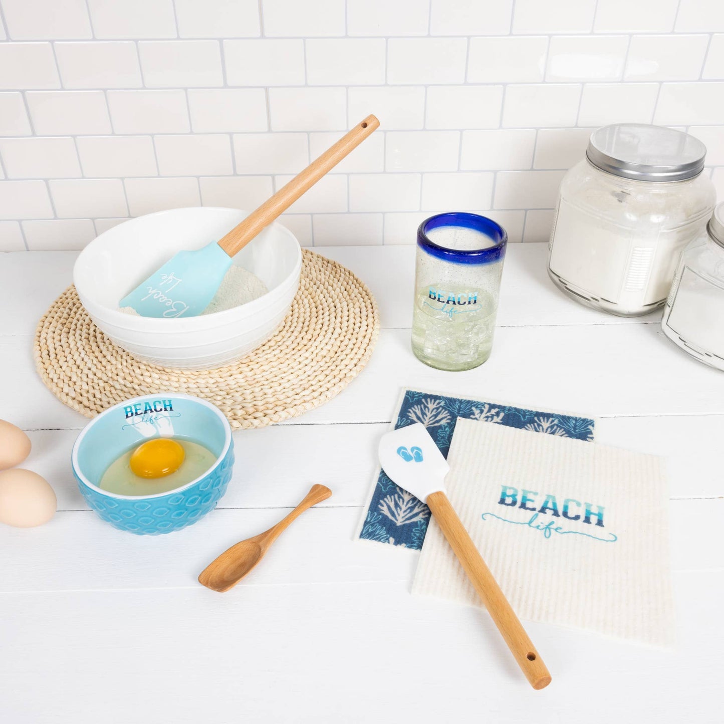 “Beach Life”Spatula and Reusable Dish Cloth Set