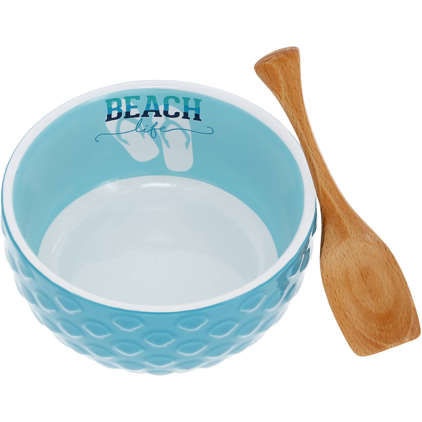 “Beach Life”  Ceramic Bowl with Wood Spoon