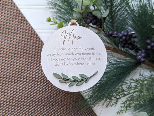"Mom” Leaf Ornament