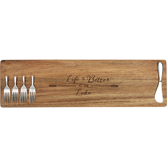 "Lake”-21" Acacia Cheese/Bread Board Set