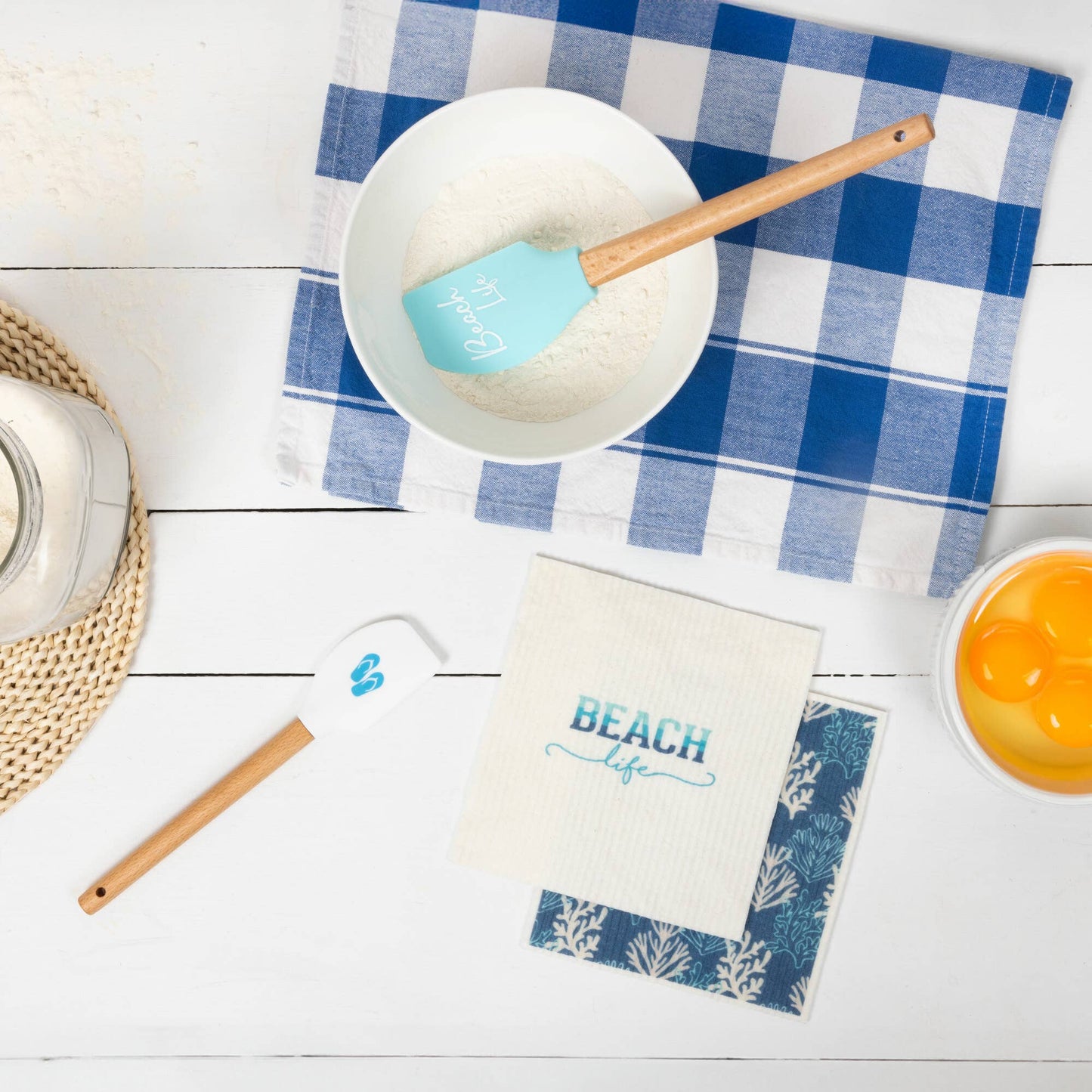 “Beach Life”Spatula and Reusable Dish Cloth Set