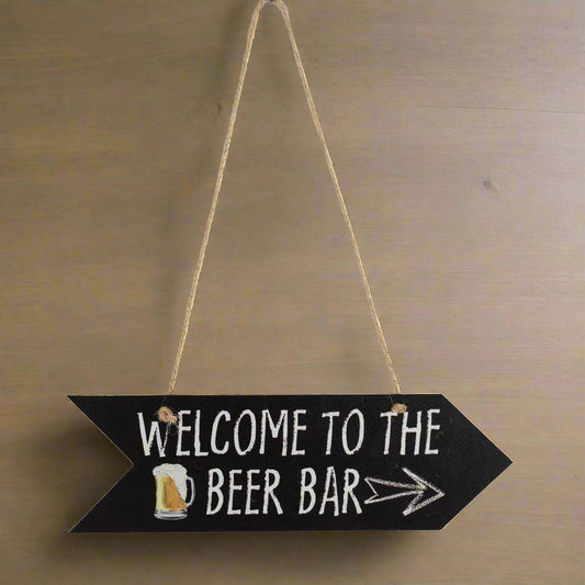 “Welcome to the Beer Bar” Hanging Sign