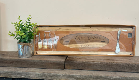 “Lake” Acacia Cheese/Bread Board