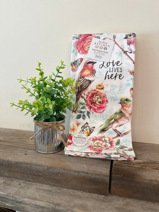 “Love lives Here” Dual Purpose Kitchen Towel