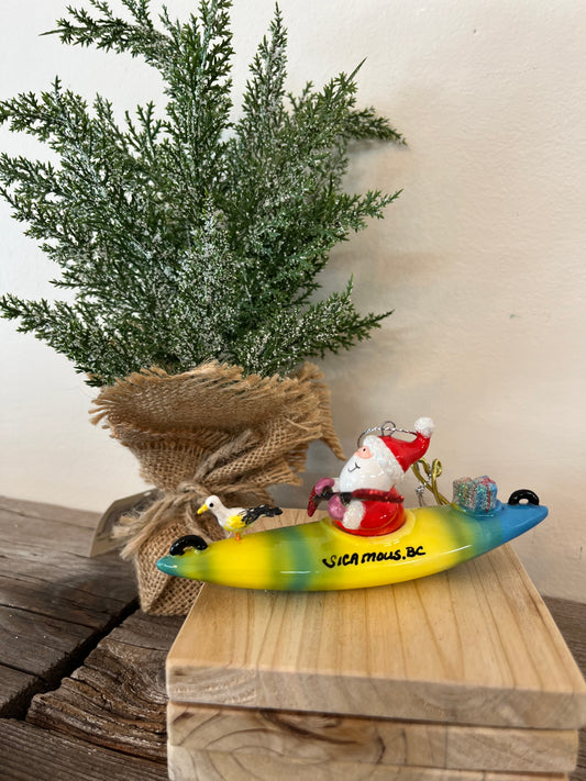“Kayaking” Santa Ornament