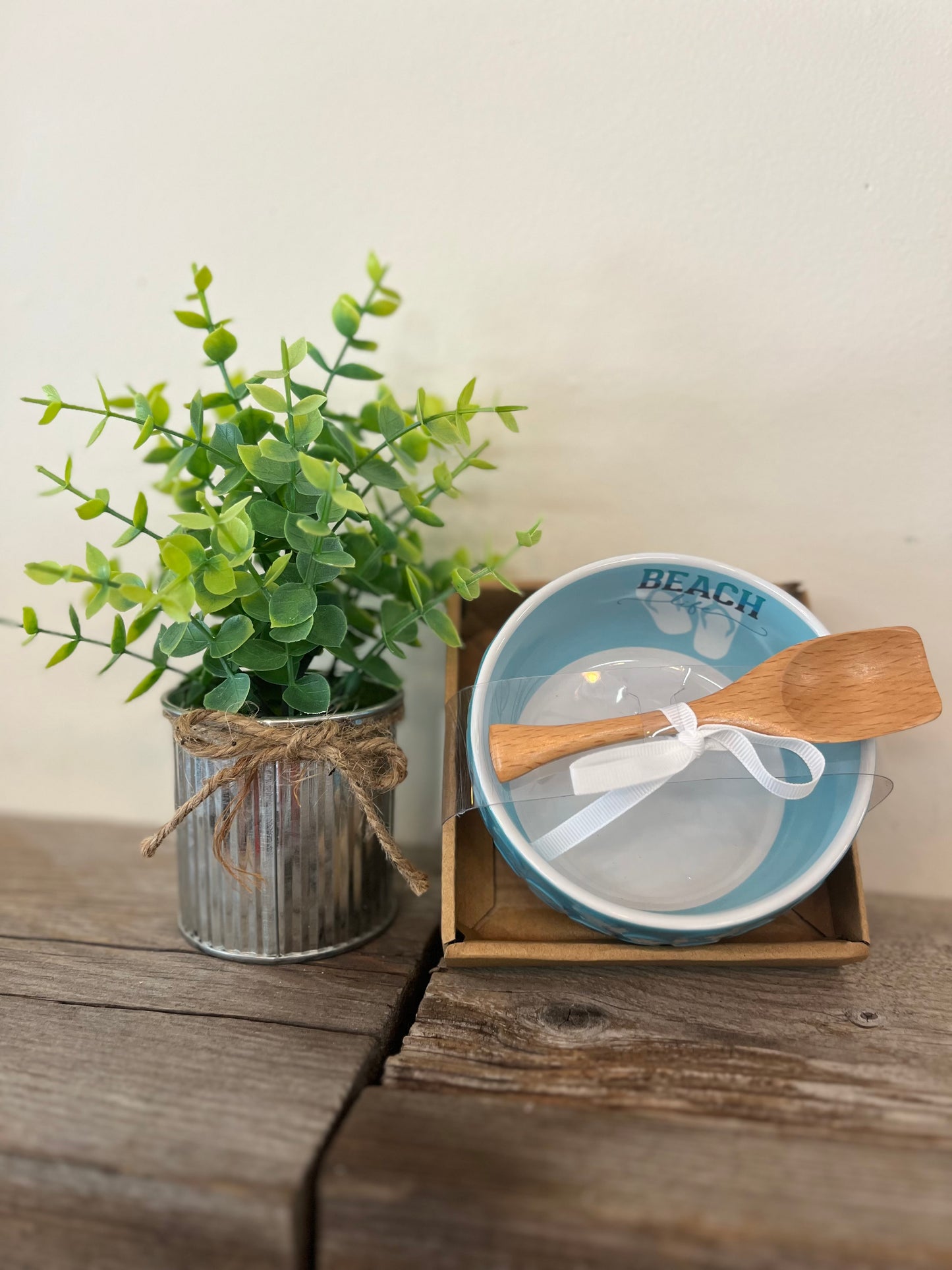 “Beach Life” Ceramic Bowl with Spoon