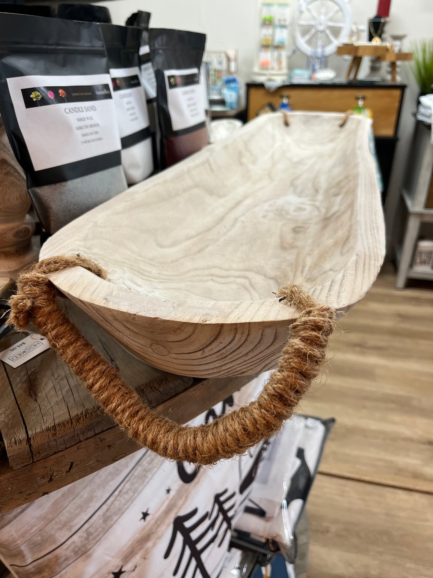 "Botanico" Long Wooden Tray with Rope handles