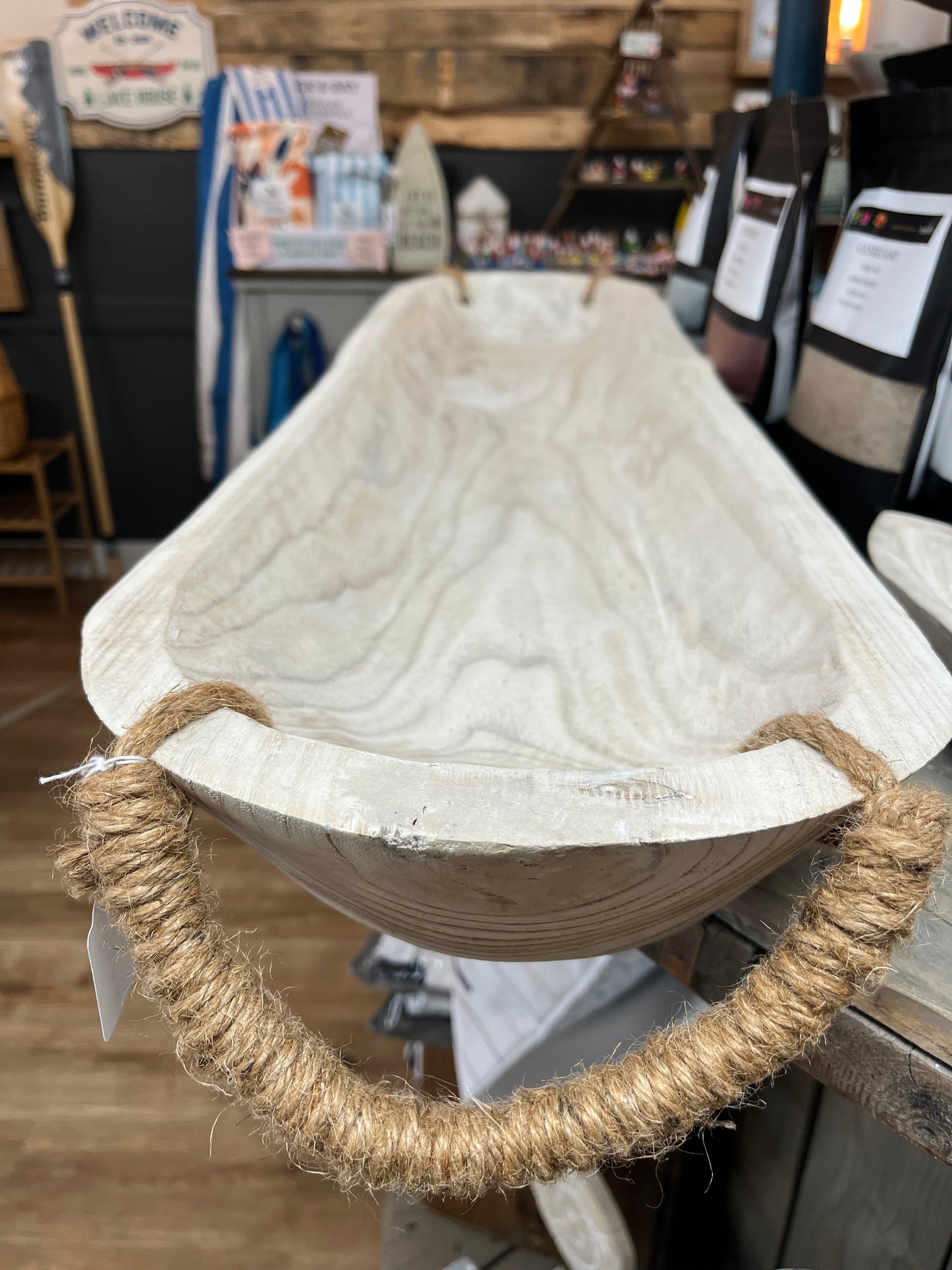 "Botanico" Long Wooden Tray with Rope handles