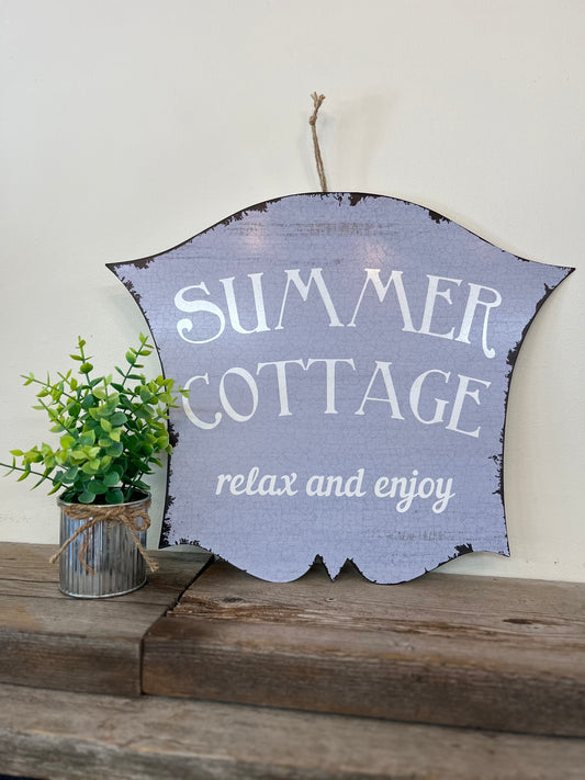 “Summer Cottage” Metal Hanging Sign