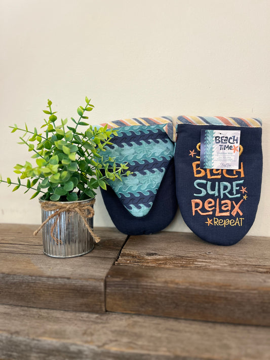 “Sand Beach Surf Relax” Oven Grabber Mitt