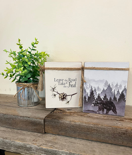 Wooden Books Block Signs