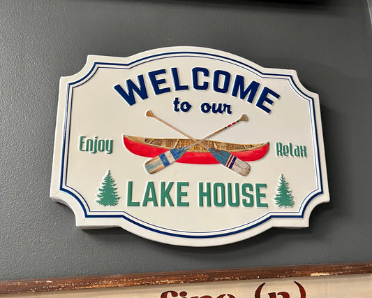 “Welcome to the Lake” Metal Hanging Sign