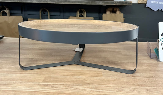 Wood-like Decorative Tray on Metal Stand