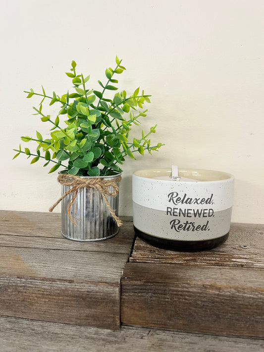 “Relaxed Renewed Retired” Unique Wax Reveal Candle