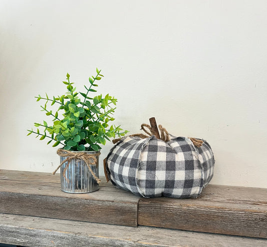 Grey/White Checkered Cloth Pumpkins