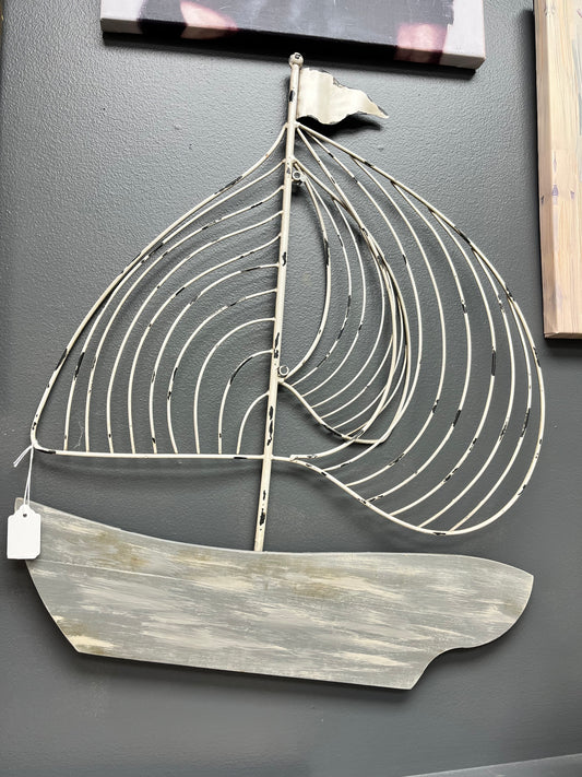 Metal/Wood Boat Hanging Decor