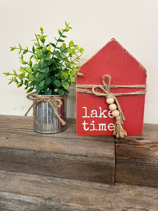 “Lake Time” Red Block Sign