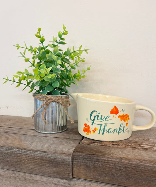 “Give Thanks” Ceramic Pitcher