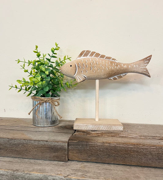 Wooden Fish on Stand