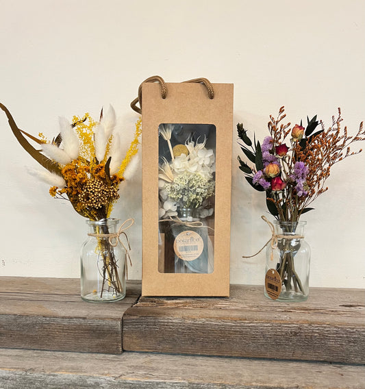 Dried Flowers in Clear Vases