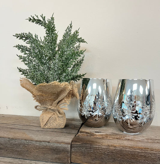 Winter Trees Stemless Wine Glasses