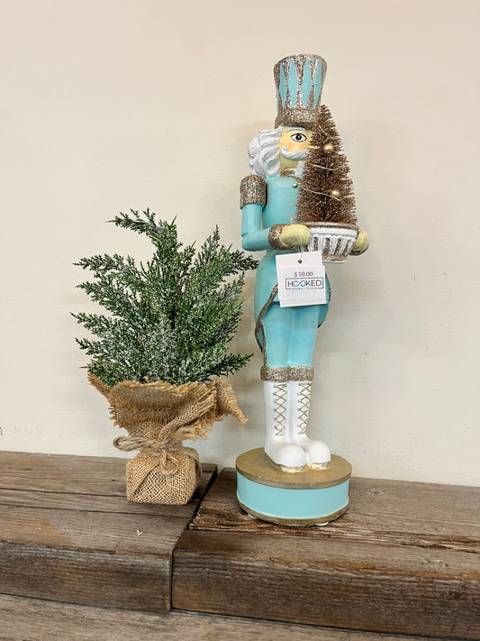 Blue Nutcracker with LED Tree